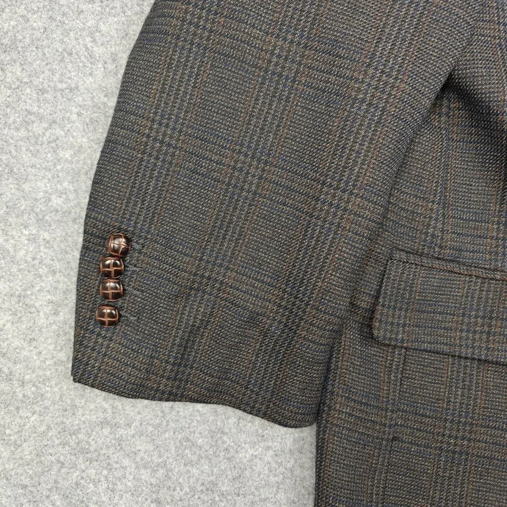 Oak Hill Blazer Mens‎ 54 Brown Plaid Polyester Rayon Sport Coat Jacket Tweed